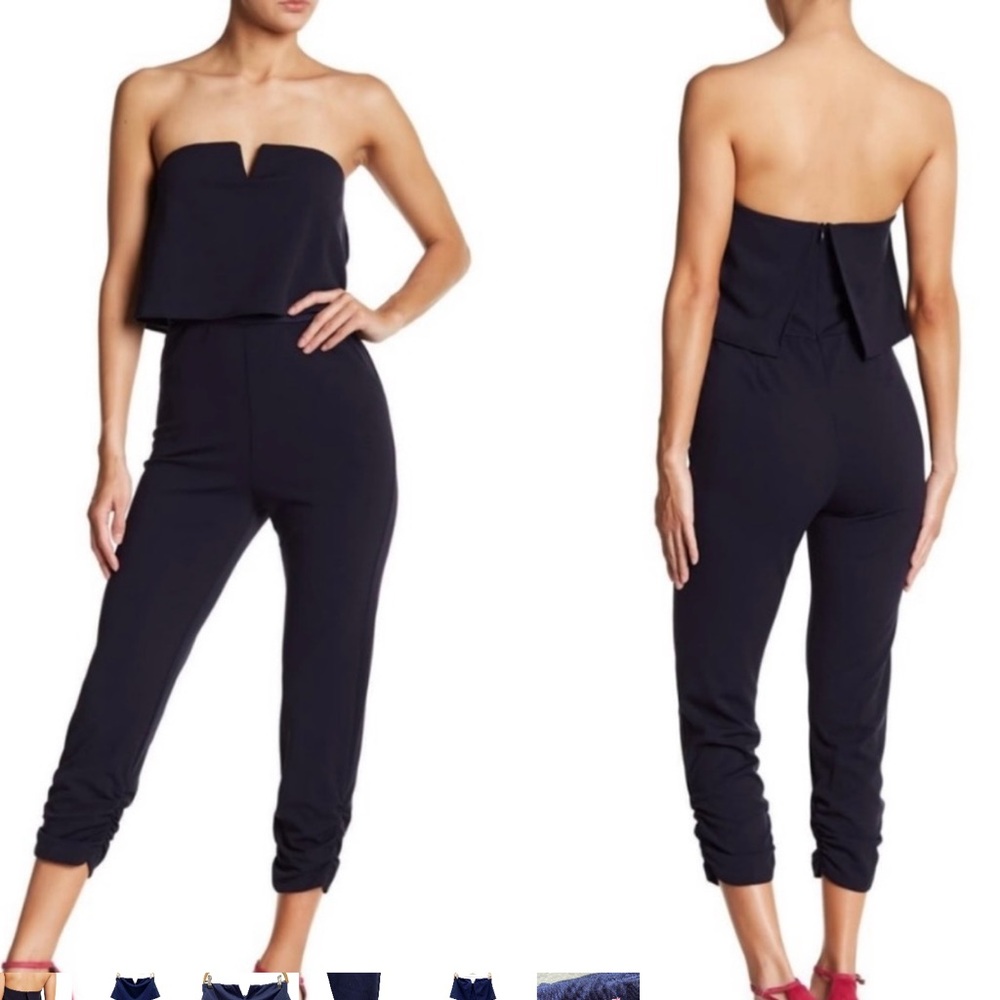 Love Ady Elegant Navy Strapless Jumpsuit
